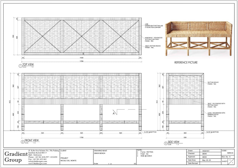 Singapore Rattan Bench
