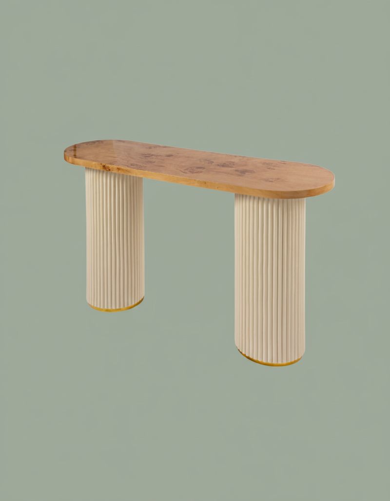 Burl Walnut Console Table